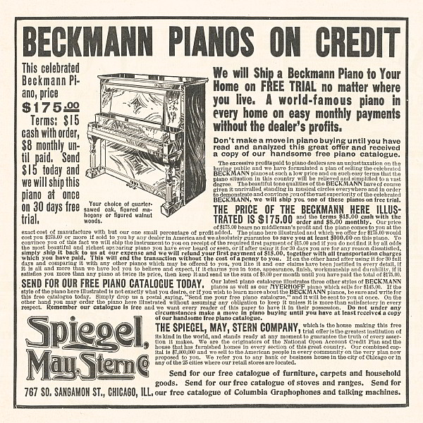 Beckmann Pianos Classified Advertisement